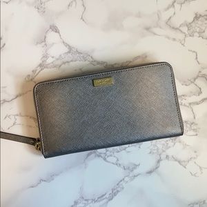 Kate Spade Shiny Silver Continental Wallet